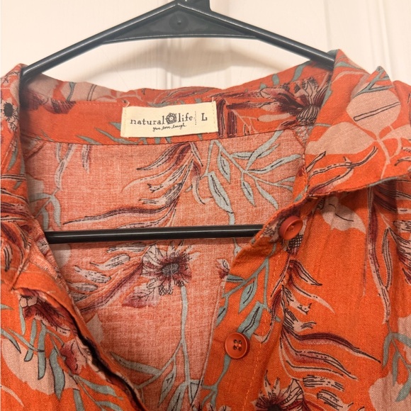 NATURAL LIFE Rebecca Tiered Midi Dress with Pockets Large Rust Boho - Picture 2 of 5